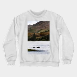 Rowing to shore, Loch Long near Dornie, Highlands of Scotland Crewneck Sweatshirt